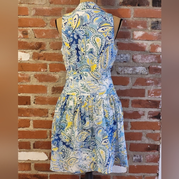 Ralph Lauren 8P blue, green, yellow floral cotton dress - Picture 7 of 8
